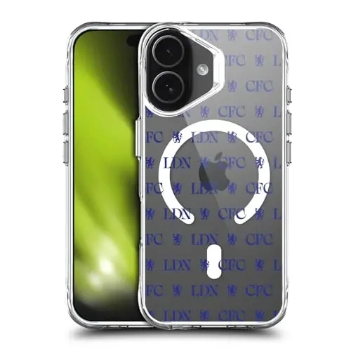 Head Case Designs Officially Licensed Chelsea Football Club Lions Pattern Logo Icon Shockproof Bumper Case [Military Grade Protection] Compatible with Apple iPhone 17 and Compatible with MagSafe 