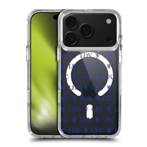 Head Case Designs Officially Licensed Chelsea Football Club Lions Pattern Logo Icon Shockproof Bumper Case [Military Grade Protection] Compatible with Apple iPhone 17 Pro and Compatible with MagSafe - 1