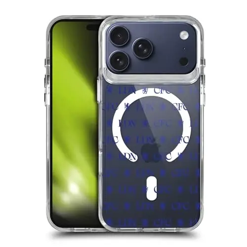 Head Case Designs Officially Licensed Chelsea Football Club Lions Pattern Logo Icon Shockproof Bumper Case [Military Grade Protection] Compatible with Apple iPhone 17 Pro and Compatible with MagSafe 