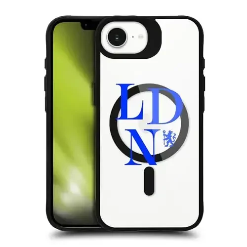 Head Case Designs Officially Licensed Chelsea Football Club Logotype Logo Icon Black Shockproof Bumper Case [Military Grade Protection] Compatible with and Compatible with MagSafe Apple iPhone 16e - 1