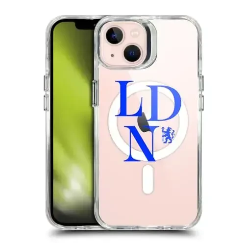 Head Case Designs Officially Licensed Chelsea Football Club Logotype Logo Icon Shockproof Bumper Case [Military Grade Protection] Compatible with Apple iPhone 13 and Compatible with MagSafe - 1