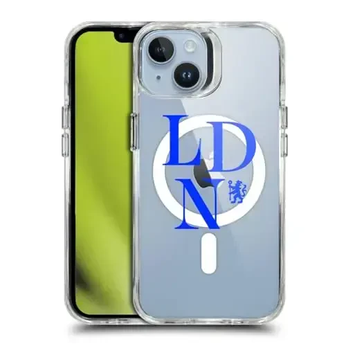 Head Case Designs Officially Licensed Chelsea Football Club Logotype Logo Icon Shockproof Bumper Case [Military Grade Protection] Compatible with Apple iPhone 14 and Compatible with MagSafe - 1