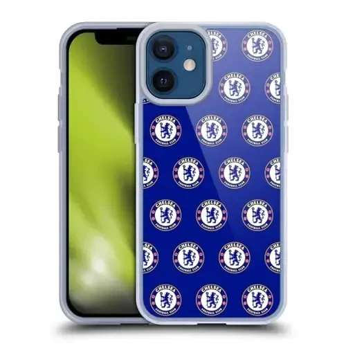 Head Case Designs Officially Licensed Chelsea Football Club Pattern Crest Gel Case [Harbiy darajadagi himoya] Apple iPhone 12 Mini bilan mos va MagSafe bilan mos - 1