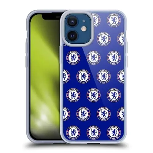 Head Case Designs Officially Licensed Chelsea Football Club Pattern Crest Gel Case [Harbiy darajadagi himoya] Apple iPhone 12 Mini bilan mos va MagSafe bilan mos 