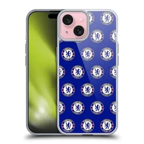 Head Case Designs Officially Licensed Chelsea Football Club Pattern Crest Gel Case [Harbiy darajadagi himoya] Apple iPhone 15 bilan mos va MagSafe bilan mos - 1