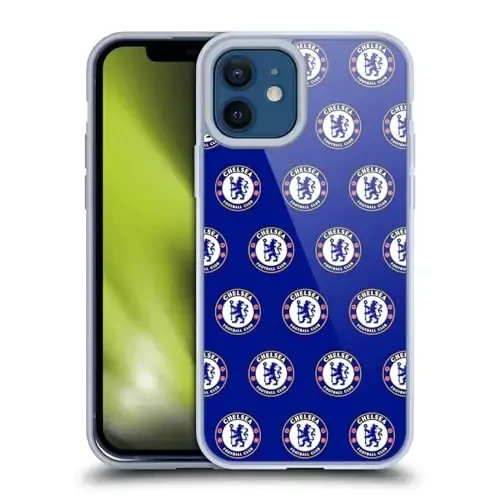 Head Case Designs Officially Licensed Chelsea Football Club Pattern Crest Gel Case [Military Grade Protection] Compatible with Apple iPhone 12 / iPhone 12 Pro and Compatible with MagSafe - Modazone
