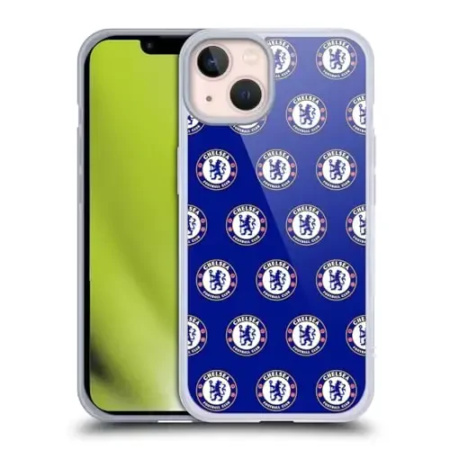 Head Case Designs Officially Licensed Chelsea Football Club Pattern Crest Gel Case [Military Grade Protection] Compatible with Apple iPhone 13 and Compatible with MagSafe - HEAD CASE DESIGNS