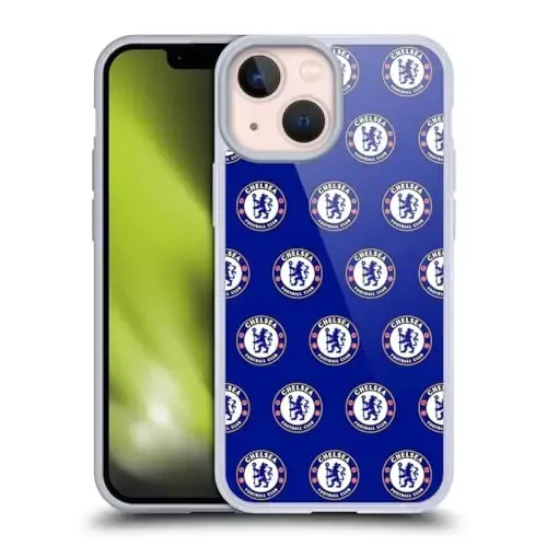 Head Case Designs Officially Licensed Chelsea Football Club Pattern Crest Gel Case [Military Grade Protection] Compatible with Apple iPhone 13 Mini and Compatible with MagSafe - 1