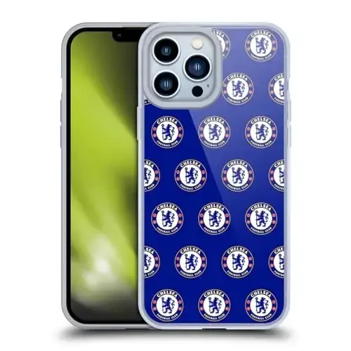 Head Case Designs Officially Licensed Chelsea Football Club Pattern Crest Gel Case [Military Grade Protection] Compatible with Apple iPhone 13 Pro Max and Compatible with MagSafe - 1