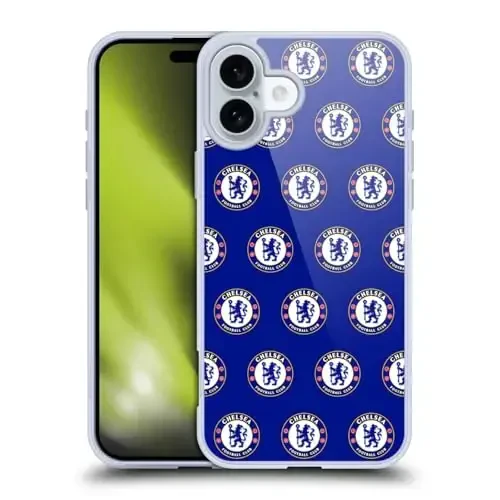 Head Case Designs Officially Licensed Chelsea Football Club Pattern Crest Gel Case [Military Grade Protection] Compatible with Apple iPhone 16 Plus and Compatible with MagSafe - 1