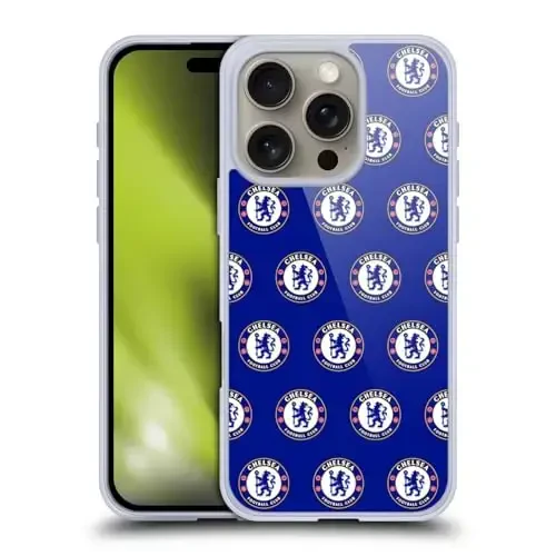 Head Case Designs Officially Licensed Chelsea Football Club Pattern Crest Gel Case [Military Grade Protection] Compatible with Apple iPhone 16 Pro and Compatible with MagSafe - Modazone