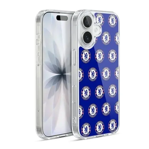 Head Case Designs Officially Licensed Chelsea Football Club Pattern Crest Gel Case [Military Grade Protection] Compatible with Apple iPhone 17 - 1