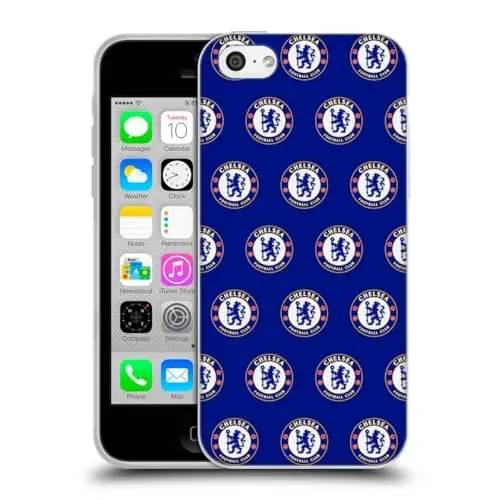 Head Case Designs Officially Licensed Chelsea Football Club Pattern Crest Gel Case [Military Grade Protection] Compatible with Apple iPhone 5c - 1