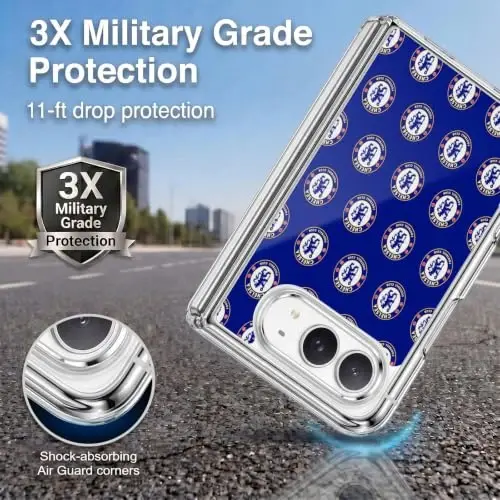 Head Case Designs Officially Licensed Chelsea Football Club Pattern Crest Gel Case [Military Grade Protection] Compatible with Apple iPhone Duo and Compatible with MagSafe - 2