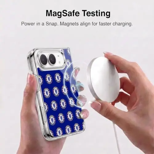 Head Case Designs Officially Licensed Chelsea Football Club Pattern Crest Gel Case [Military Grade Protection] Compatible with Apple iPhone Duo and Compatible with MagSafe - 3