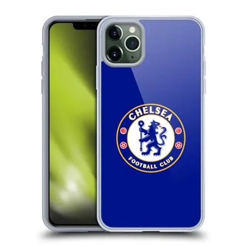 Head Case Designs Officially Licensed Chelsea Football Club Plain Blue Crest Gel Case [Harbiy darajadagi himoya] Apple iPhone 11 Pro Max bilan mos va MagSafe bilan mos - 2