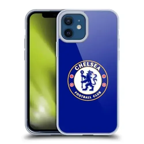 Head Case Designs Officially Licensed Chelsea Football Club Plain Blue Crest Gel Case [Harbiy darajadagi himoya] Apple iPhone 12 / iPhone 12 Pro bilan mos va MagSafe bilan mos 