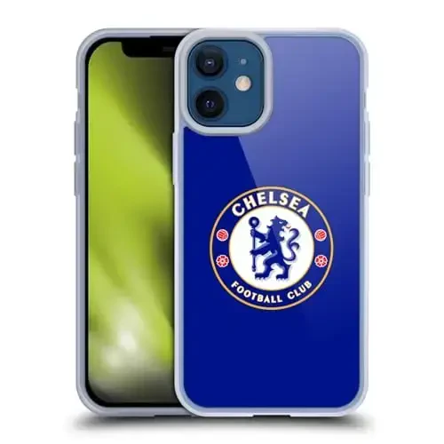 Head Case Designs Officially Licensed Chelsea Football Club Plain Blue Crest Gel Case [Harbiy darajadagi himoya] Apple iPhone 12 Mini bilan mos va MagSafe bilan mos - 1