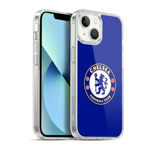 Head Case Designs Officially Licensed Chelsea Football Club Plain Blue Crest Gel Case [Harbiy darajadagi himoya] Apple iPhone 13 bilan mos va MagSafe bilan mos - 1