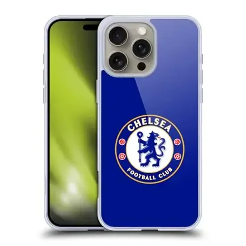 Head Case Designs Officially Licensed Chelsea Football Club Plain Blue Crest Gel Case [Harbiy darajadagi himoya] Apple iPhone 16 Pro Max bilan mos va MagSafe bilan mos 