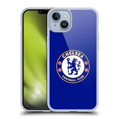 Head Case Designs Officially Licensed Chelsea Football Club Plain Blue Crest Gel Case [Harbiy himoya darajasi] Apple iPhone 14 Plus bilan mos va MagSafe bilan mos 