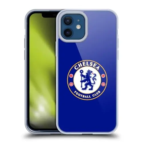 Head Case Designs Officially Licensed Chelsea Football Club Plain Blue Crest Gel Case [Military Grade Protection] Compatible with Apple iPhone 12 / iPhone 12 Pro and Compatible with MagSafe - HEAD CASE DESIGNS (1)