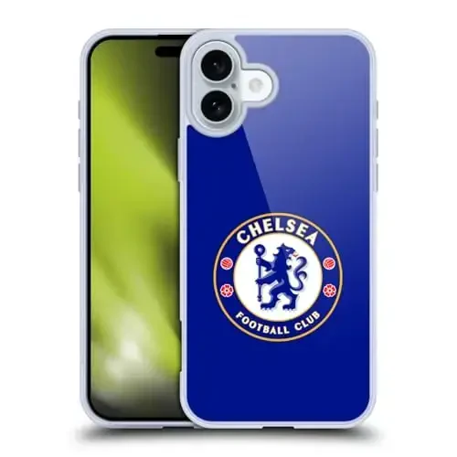 Head Case Designs Officially Licensed Chelsea Football Club Plain Blue Crest Gel Case [Military Grade Protection] Compatible with Apple iPhone 16 Plus and Compatible with MagSafe 