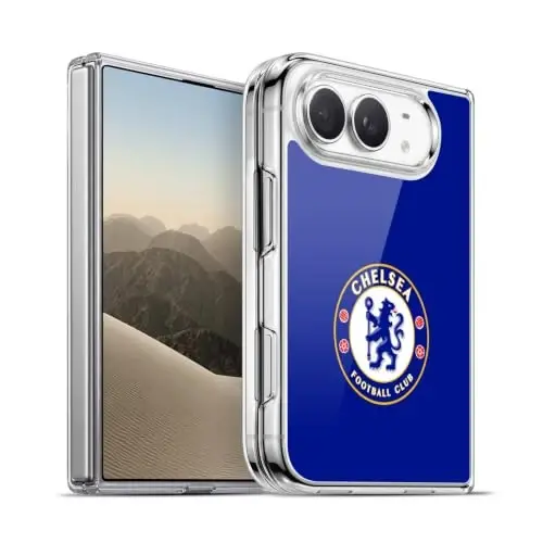 Head Case Designs Officially Licensed Chelsea Football Club Plain Blue Crest Gel Case [Military Grade Protection] Compatible with Apple iPhone Duo and Compatible with MagSafe - 1