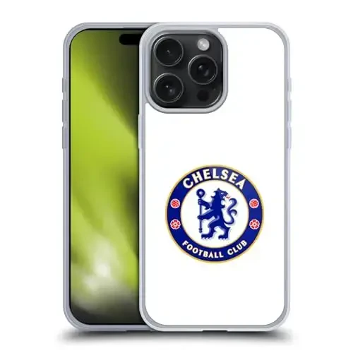 Head Case Designs Officially Licensed Chelsea Football Club Plain White Crest Gel Case [Harbiy darajadagi himoya] Apple iPhone 15 Pro Max bilan mos va MagSafe bilan mos - HEAD CASE DESIGNS