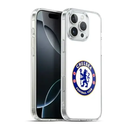 Head Case Designs Officially Licensed Chelsea Football Club Plain White Crest Gel Case [Harbiy darajadagi himoya] Apple iPhone 16 Pro Max bilan mos va MagSafe bilan mos 