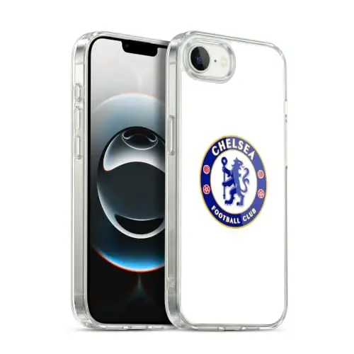Head Case Designs Officially Licensed Chelsea Football Club Plain White Crest Gel Case [Harbiy darajadagi himoya] Apple iPhone 16e va MagSafe bilan mos keladi 