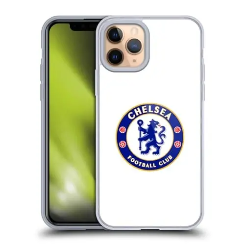 Head Case Designs Officially Licensed Chelsea Football Club Plain White Crest Gel Case [Military Grade Protection] Compatible with Apple iPhone 11 Pro and Compatible with MagSafe 