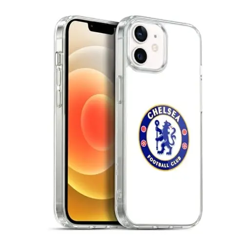 Head Case Designs Officially Licensed Chelsea Football Club Plain White Crest Gel Case [Military Grade Protection] Compatible with Apple iPhone 12 / iPhone 12 Pro and Compatible with MagSafe 