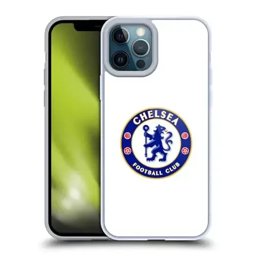 Head Case Designs Officially Licensed Chelsea Football Club Plain White Crest Gel Case [Military Grade Protection] Compatible with Apple iPhone 12 Pro Max and Compatible with MagSafe - 1