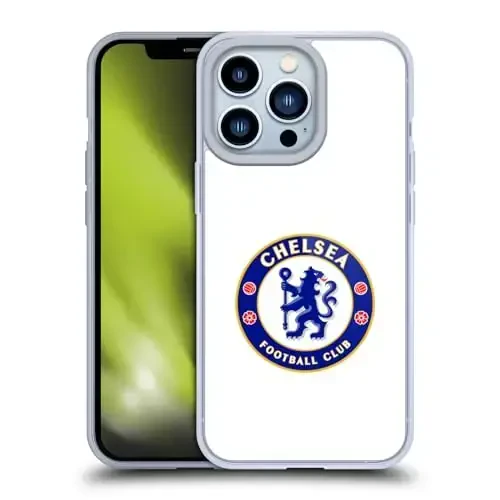 Head Case Designs Officially Licensed Chelsea Football Club Plain White Crest Gel Case [Military Grade Protection] Compatible with Apple iPhone 13 Pro and Compatible with MagSafe - HEAD CASE DESIGNS