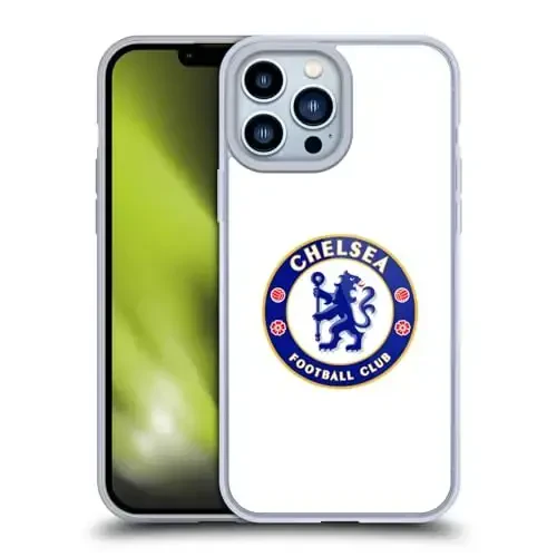 Head Case Designs Officially Licensed Chelsea Football Club Plain White Crest Gel Case [Military Grade Protection] Compatible with Apple iPhone 13 Pro Max and Compatible with MagSafe - HEAD CASE DESIGNS