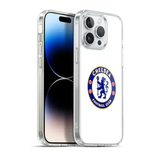 Head Case Designs Officially Licensed Chelsea Football Club Plain White Crest Gel Case [Military Grade Protection] Compatible with Apple iPhone 13 Pro Max and Compatible with MagSafe - 1