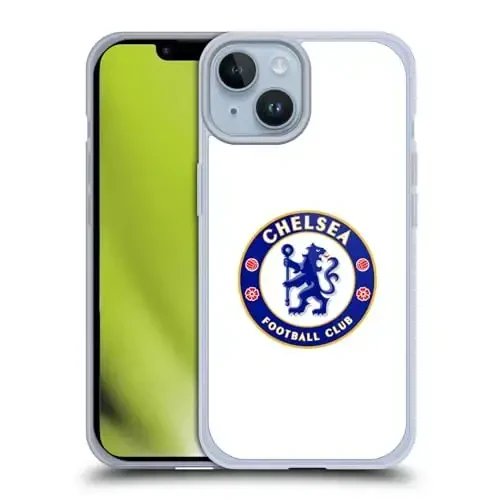 Head Case Designs Officially Licensed Chelsea Football Club Plain White Crest Gel Case [Military Grade Protection] Compatible with Apple iPhone 14 and Compatible with MagSafe - HEAD CASE DESIGNS