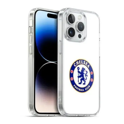 Head Case Designs Officially Licensed Chelsea Football Club Plain White Crest Gel Case [Military Grade Protection] Compatible with Apple iPhone 14 Pro and Compatible with MagSafe - 3