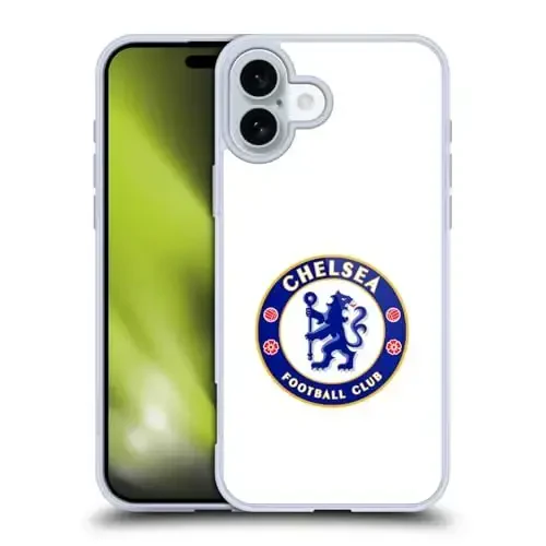 Head Case Designs Officially Licensed Chelsea Football Club Plain White Crest Gel Case [Military Grade Protection] Compatible with Apple iPhone 16 Plus and Compatible with MagSafe - HEAD CASE DESIGNS