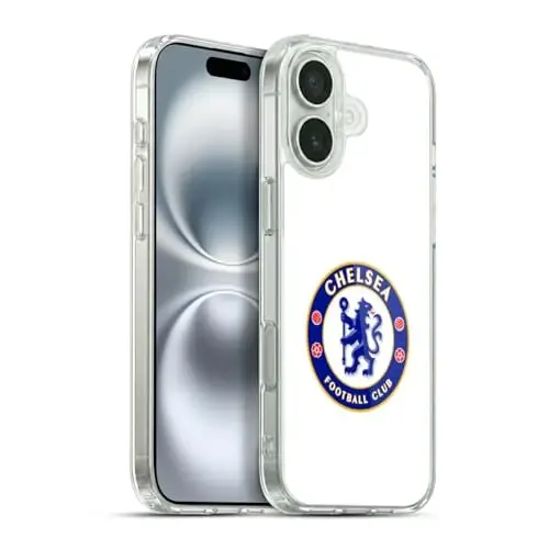 Head Case Designs Officially Licensed Chelsea Football Club Plain White Crest Gel Case [Military Grade Protection] Compatible with Apple iPhone 16 Plus and Compatible with MagSafe - HEAD CASE DESIGNS