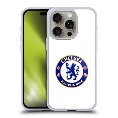 Head Case Designs Officially Licensed Chelsea Football Club Plain White Crest Gel Case [Military Grade Protection] Compatible with Apple iPhone 16 Pro and Compatible with MagSafe 