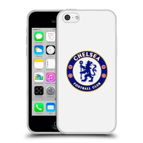 Head Case Designs Officially Licensed Chelsea Football Club Plain White Crest Gel Case [Military Grade Protection] Compatible with Apple iPhone 5c - 1