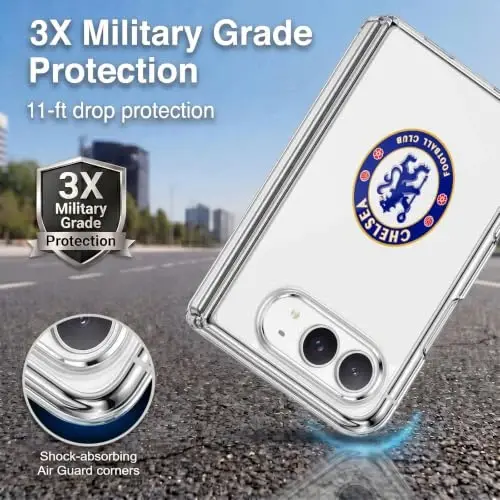 Head Case Designs Officially Licensed Chelsea Football Club Plain White Crest Gel Case [Military Grade Protection] Compatible with Apple iPhone Duo and Compatible with MagSafe - Head Case Designs (1)