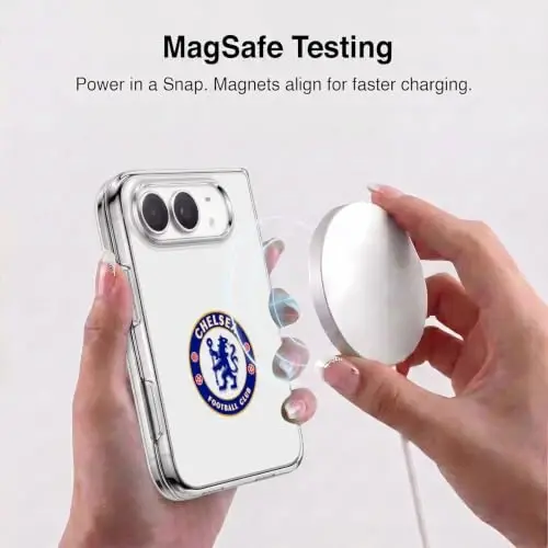 Head Case Designs Officially Licensed Chelsea Football Club Plain White Crest Gel Case [Military Grade Protection] Compatible with Apple iPhone Duo and Compatible with MagSafe - 3