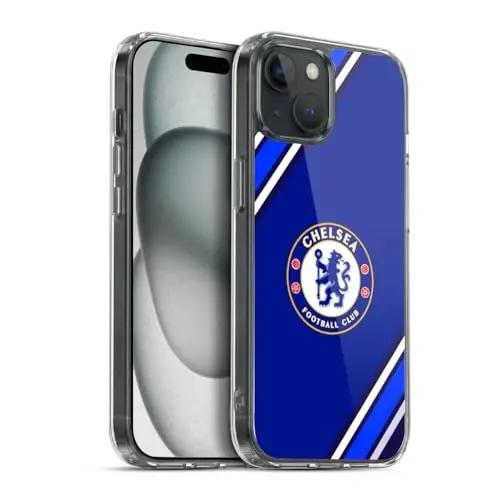 Head Case Designs Officially Licensed Chelsea Football Club Stripes Crest Gel Case [Harbiy darajadagi himoya] Apple iPhone 15 Plus bilan mos va MagSafe bilan mos - HEAD CASE DESIGNS (1)