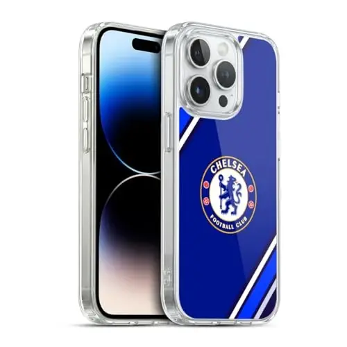 Head Case Designs Officially Licensed Chelsea Football Club Stripes Crest Gel Case [Harbiy himoya darajasi] Apple iPhone 13 Pro va MagSafe bilan mos keladi - HEAD CASE DESIGNS (1)