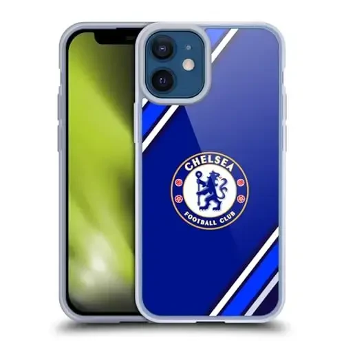 Head Case Designs Officially Licensed Chelsea Football Club Stripes Crest Gel Case [Military Grade Protection] Apple iPhone 12 Mini bilan mos va MagSafe bilan mos 