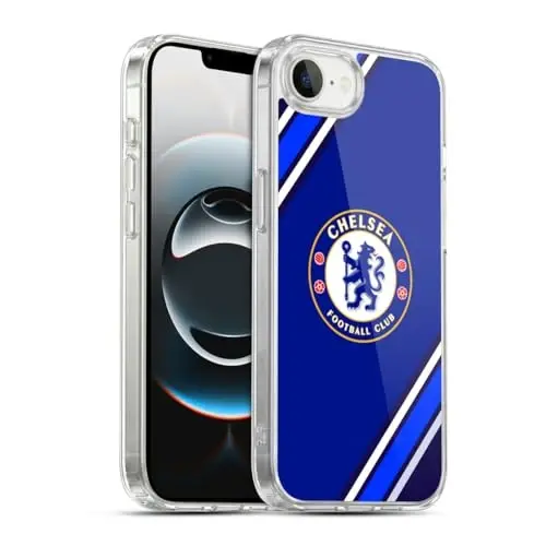 Head Case Designs Officially Licensed Chelsea Football Club Stripes Crest Gel Case [Military Grade Protection] Apple iPhone 16e va MagSafe bilan mos keluvchi 