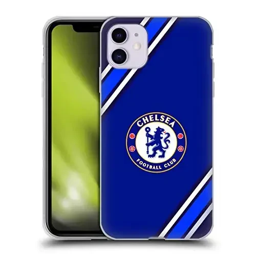 Head Case Designs Officially Licensed Chelsea Football Club Stripes Crest Gel Case [Military Grade Protection] Compatible with Apple iPhone 11 - 1